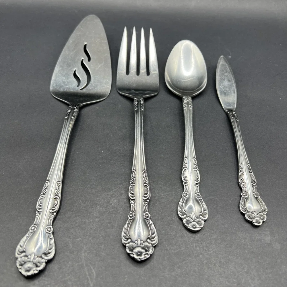 Set of 4 Vintage Ekco Eterna BEAUMONT Stainless Steel Serving Pieces